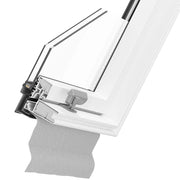 An image showing a cross section of a Dakea Better Safe Centre Pivot Roof Window PVC KPV B1000