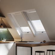 An image showing Dakea windows with a Light Grey coloured blackout blinds in a kitchen 4204
