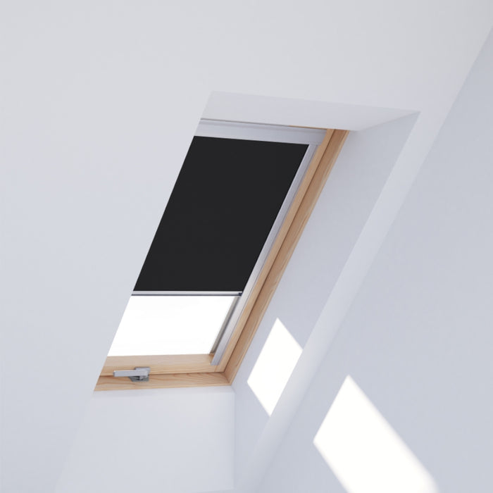 An image showing a Dakea window with a Black coloured blackout blind 4249