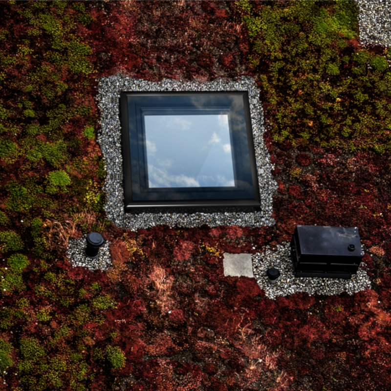 An image of Dakea Fixed Flat Roof Window FRF B600 fitted to a flat roof to show what it looks like.