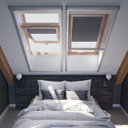 A image showing a Dakea Insect Screen for Roof Windows ZIA installed on the inside of a window.