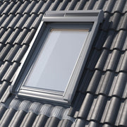 An image showing Dakea Solar Roller Shutters - SSR from the outside of a roof to show what they look like when fully opened on a closed window