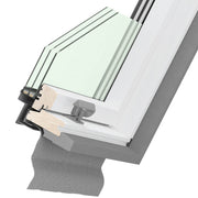 An image showing a cross section of a Dakea Ultima Energy Centre Pivot Roof Window KEV-B1810