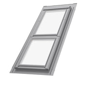 An image showing a Dakea Universal Slate Flashing Kit used for Sloped Fixed Roof Windows - KSI and what it looks like when used with a roof window.