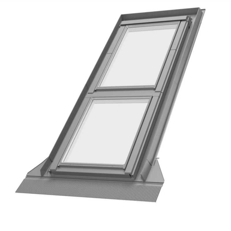 An image showing the Dakea Universal flashing for KAI sloped fixed windows - KUI. The image shows what it looks like when installed with a window.