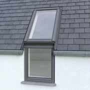 An image showing the Dakea Vertica Energy Vertical Fixed Extension Pitched Roofing Window in White KAN B1610. The image shows what it looks like from the outside