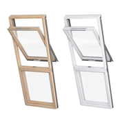 An image showing both colours of the Dakea Vision Energy Pitched Roofing Window, Pine KAI B1600 and White KAI B1610