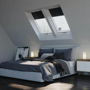 An image of Dakea Better Energy Centre Pivot Roof Window fitted into a bedroom to show what they look like