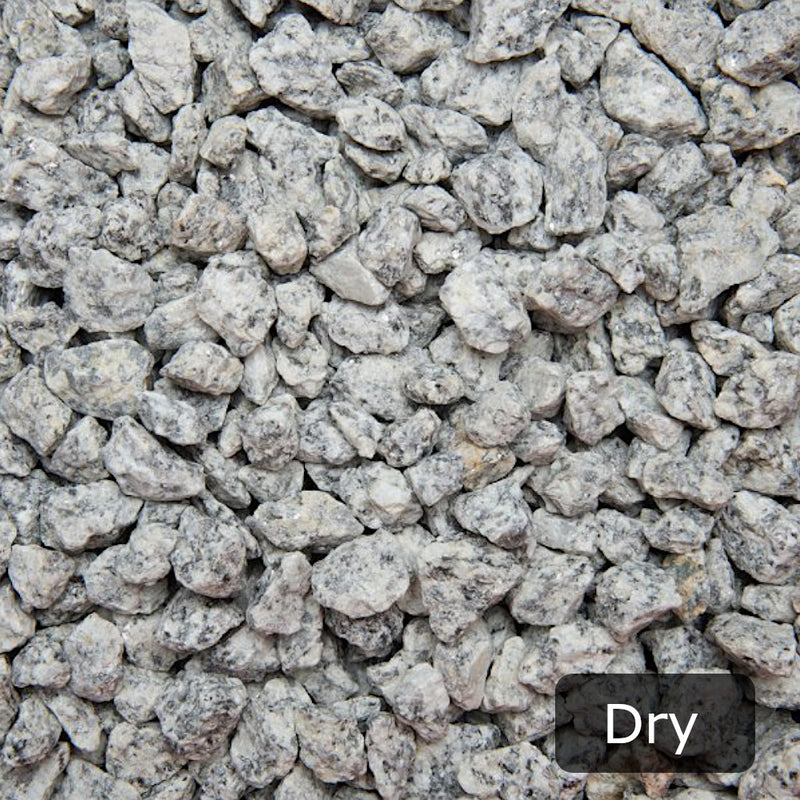 An image showing Dapple Grey Granite Stone Aggregate Chippings when they are dry.
