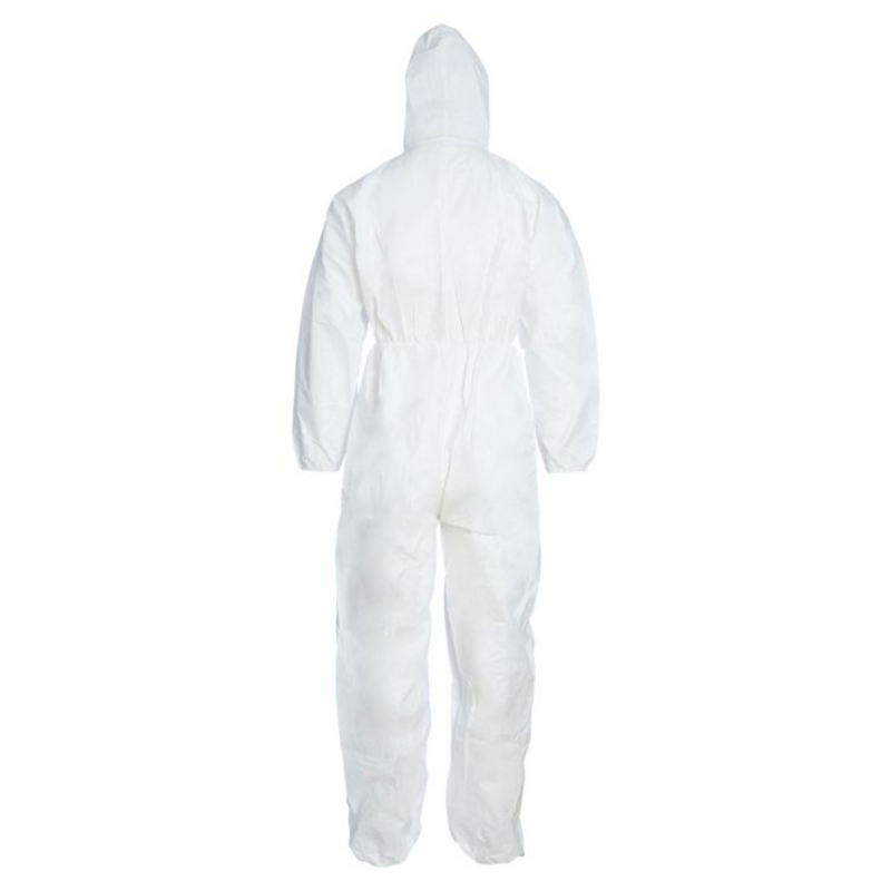 An image showing the back of a Disposable White Coverall Suit Type 5-6 in the size XL