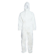 An image of a Disposable White Coverall Suit Type 5-6 in the size XL
