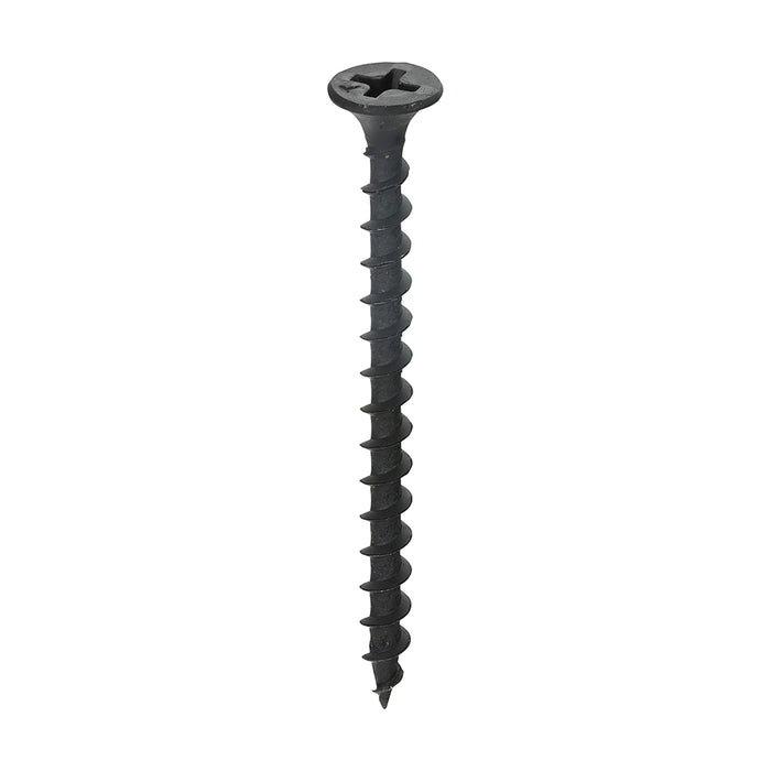 An Image of a Drywall Screw PH2 Coarse Black that is used for timber. This size of this one is 3.5mm by 50mm against a white background.