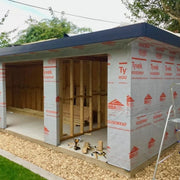 An image showing Dupont Timber Frame Membrane Tyvek Housewrap Breather Membrane on a building.