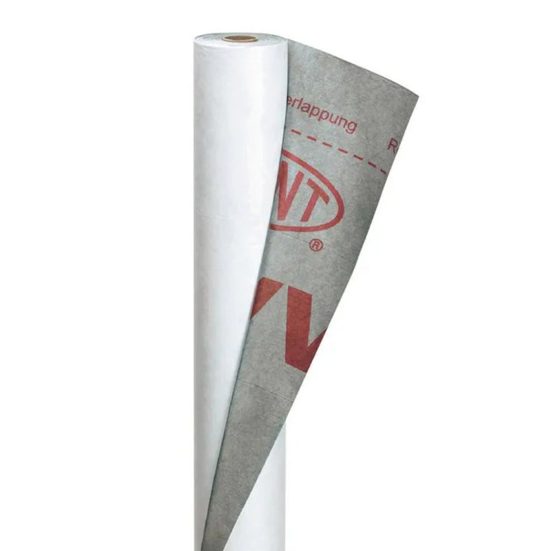 An image showing Dupont Timber Frame Membrane Tyvek Housewrap Breather Membrane in a 1.4 x 100m roll