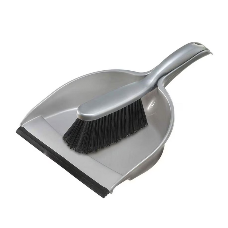 An image of a Dustpan and brush in grey