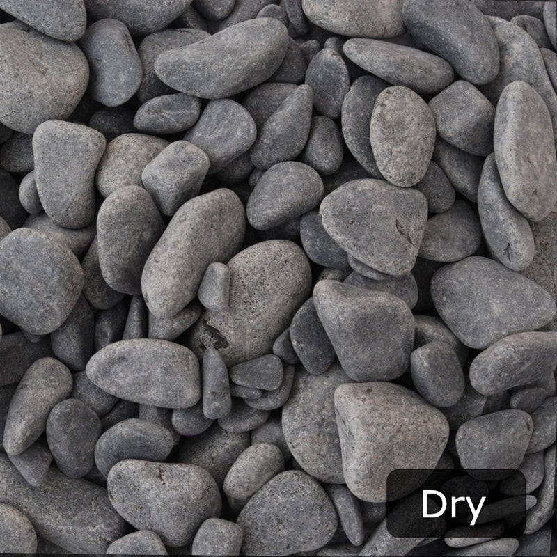 An image showing Ebony Pebble Stone Aggregate Gravel when they are dry.