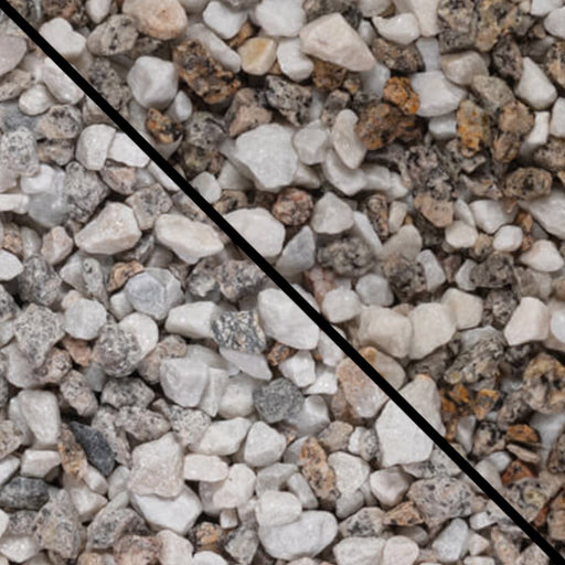 An image showing Enviro Stone Aggregate Gravel. The image is split horizontally to show the difference between wet and dry.