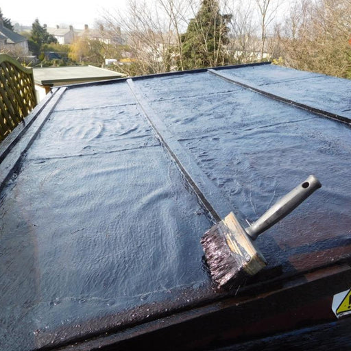 An image of Black Jack 905 All Weather Roof Coating on a finished roof to show the finish, it was applied using a Brush.