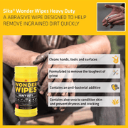 An image of the features that Everbuild Heavy Duty Wonder wipes have