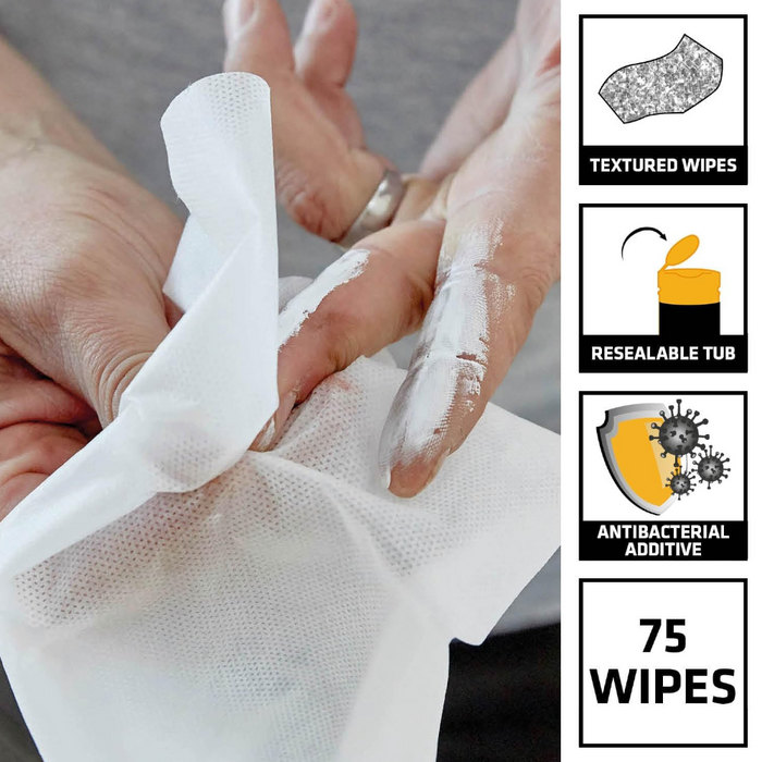 An image of the features that Everbuild Heavy Duty Wonder wipes have