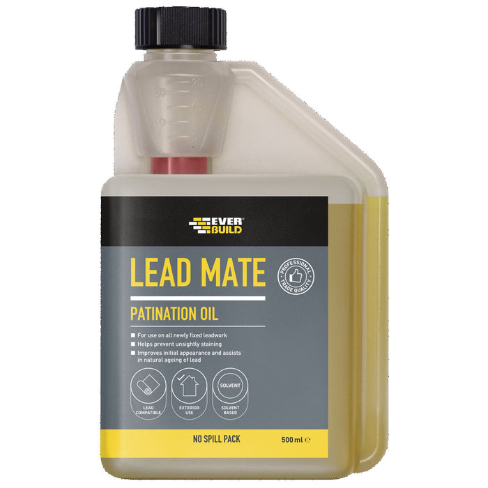 An image of Everbuild Lead Mate Patination Oil in a 500ml bottle.