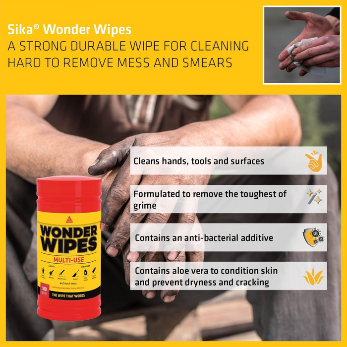 An image of the features of Everbuild Multi-Use Wonder Wipes