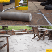 An image of the before and after using Everbuild Path & Patio seal