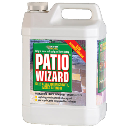 An image of a bottle of Everbuild Patio Wizard in a 5 Litre bottle.