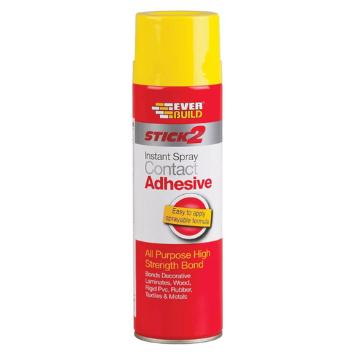 An image of Everbuild Stick2 Spray Contact Adhesive in a 500ml spray can