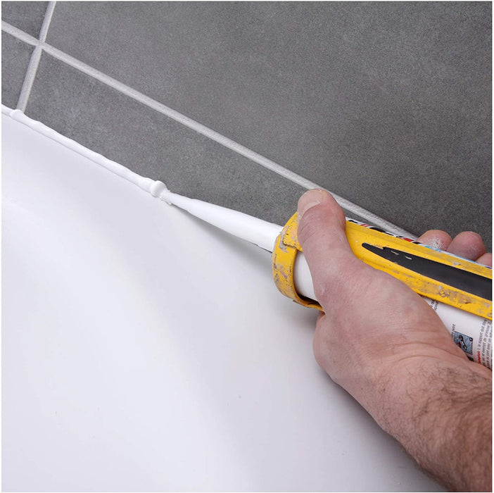 An image of Everbuild General Purpose Silicone White sealing around a bath.