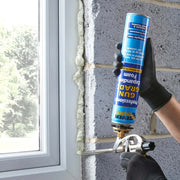 An image of Everbuild Professional Gun Grade Expanding Foam being sprayed around a window frame.