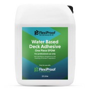 An image of FlexiProof EPDM Water Based Deck Adhesive (WBA) in a 15Ltr bottle.