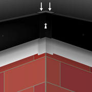 An image of FlexiProof Integra-Trim Raised Kerb Internal Corner in black on a roof