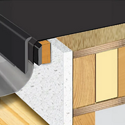 An image showing a FlexiProof Integra Trim Solid Gutter Drip Trim and how it is used on a diagram of the trim of a house.