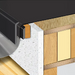 An image showing a FlexiProof Integra Trim Solid Gutter Drip Trim and how it is used on a diagram of the trim of a house.