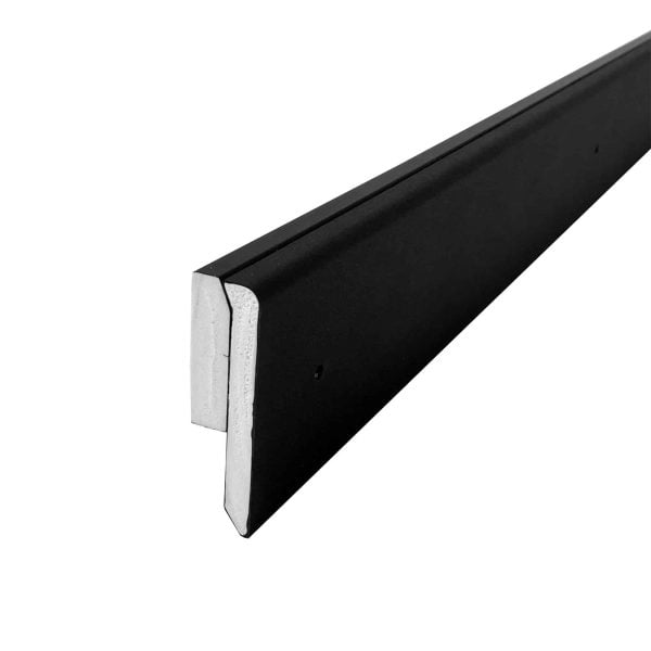 An image showing FlexiProof Integra Trim Solid Gutter Drip Trim in the olour Matte Black and is 2.5m in length