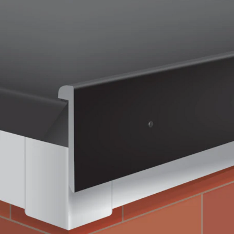 An image of FlexiProof Integra Trim Solid Raised Kerb Trim Matte Black on a house to show where it is fitted