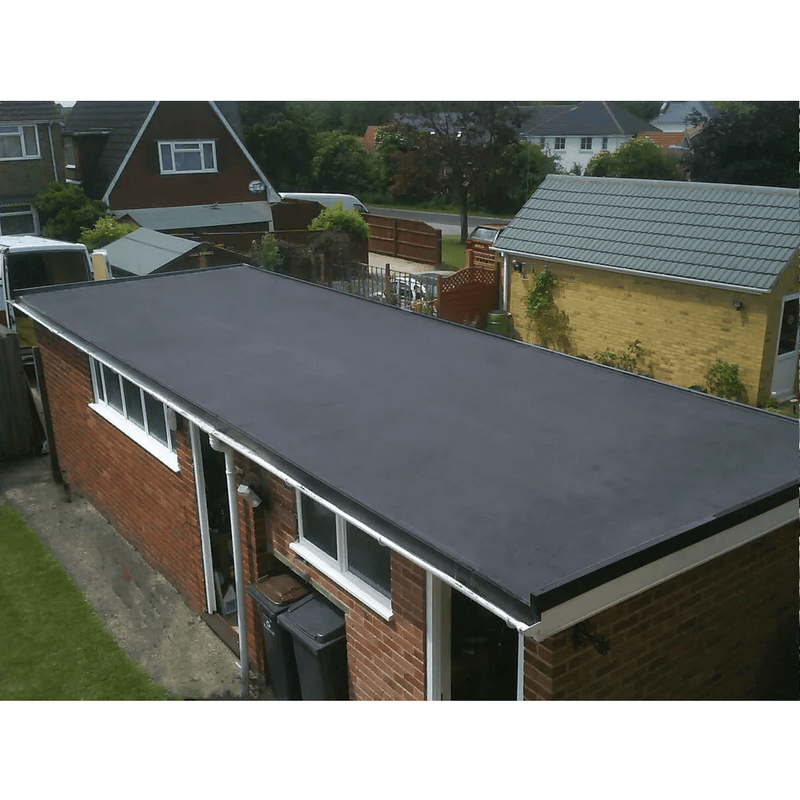 An image of some EPDM rubber roofing on a roof using FlexiProof contact Adhesive to show how effective it sticks to the roof and leaves a clean finish.