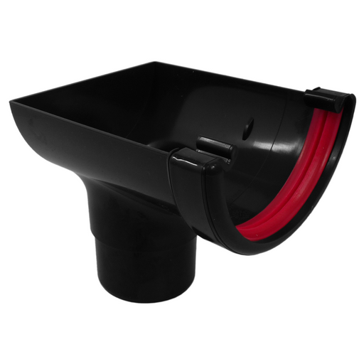 An image showing FreeFoam Freeflow 112mm Half Round Stop End Outlet in Black