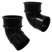 An image of two FreeFoam Freeflow Half Round Offsets Bends in Black. One is 90 Degrees and the other 112 Degrees