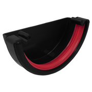 An image of FreeFoam Freeflow Half Round External Stop End in Black with Red sealsa