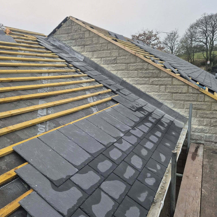 An image Gold Treated Roof Battens laid onto a roof ready for tiles to be laid.