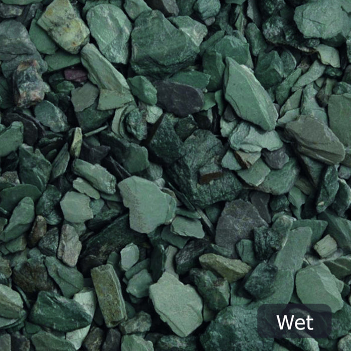 An image of Green Slate stone Aggregates and how they look wet