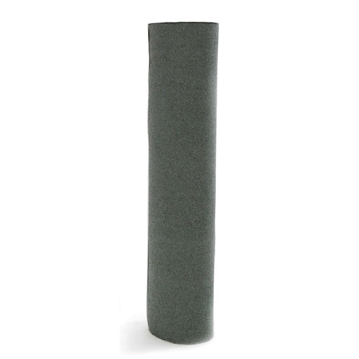 An image of green shed felt without the wrapper on it to show the type and shade of green, which is more of a grey green colour.