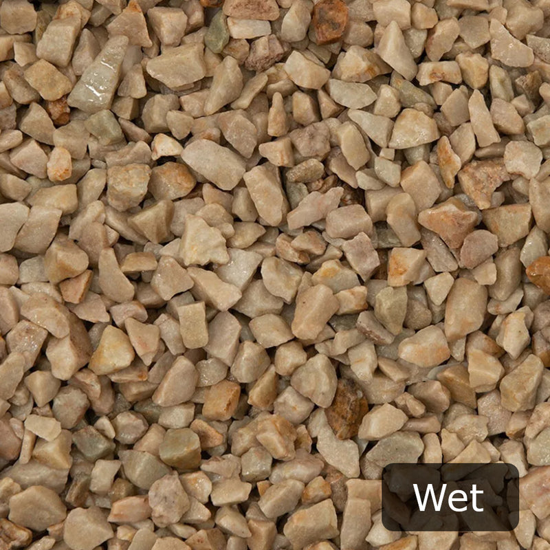 An aggregate image of Heritage Quartz gravel stones when wet