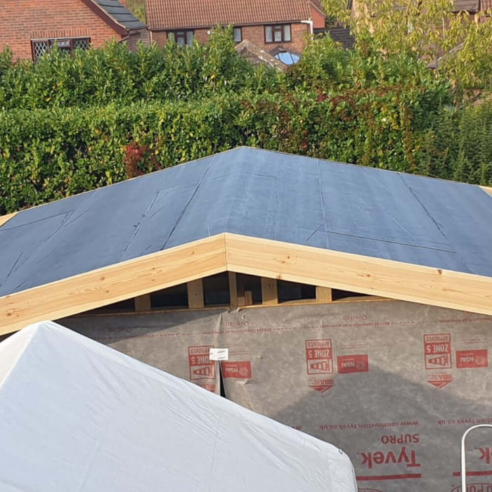 An image of a roof that is using IKO Easyseal Fully Bonded Self-Adhesive underlay on it.