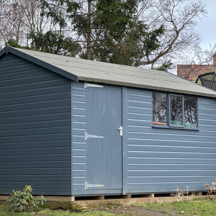 An image of IKO Super Fled Felt fitted to a shed roof to show what it looks like.