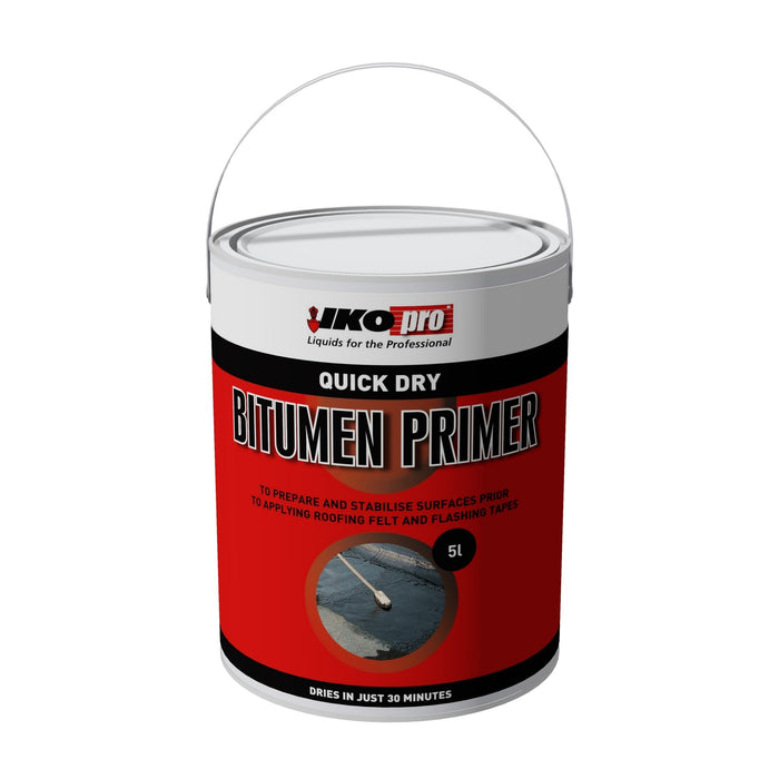 An image of IKOpro Quick Dry Bitumen Primer MW646405 in a 5 litre tin.