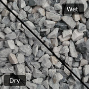 An image of Ice Blue Garden Stones and what they look like when wet and dry