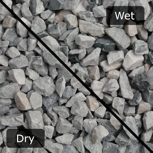 An image of Ice Blue Garden Stones and what they look like when wet and dry